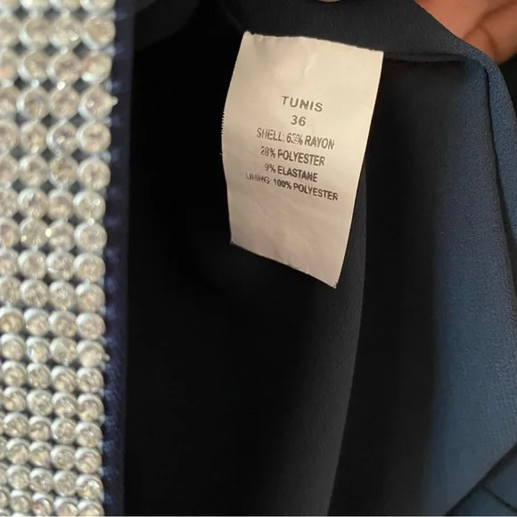 ST Navy Navy Blue Mini Skirt with Rhinestone Trim - Picture 4 of 5